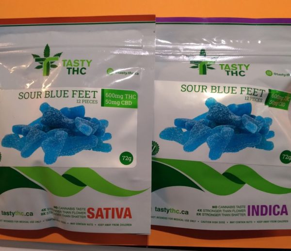 TASTY THC SOUR BLUE FEET 600MG AVAILABLE IN INDICA OR SATIVA